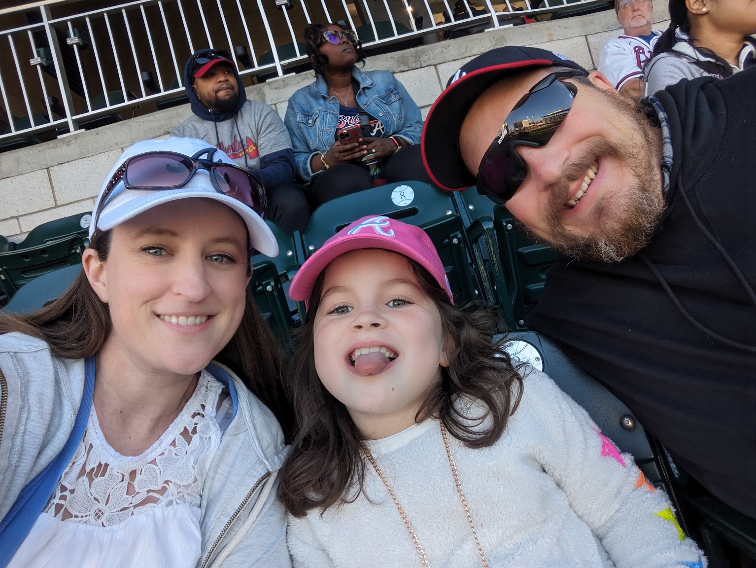 Steven, Kim, and Sarah at a Braves game